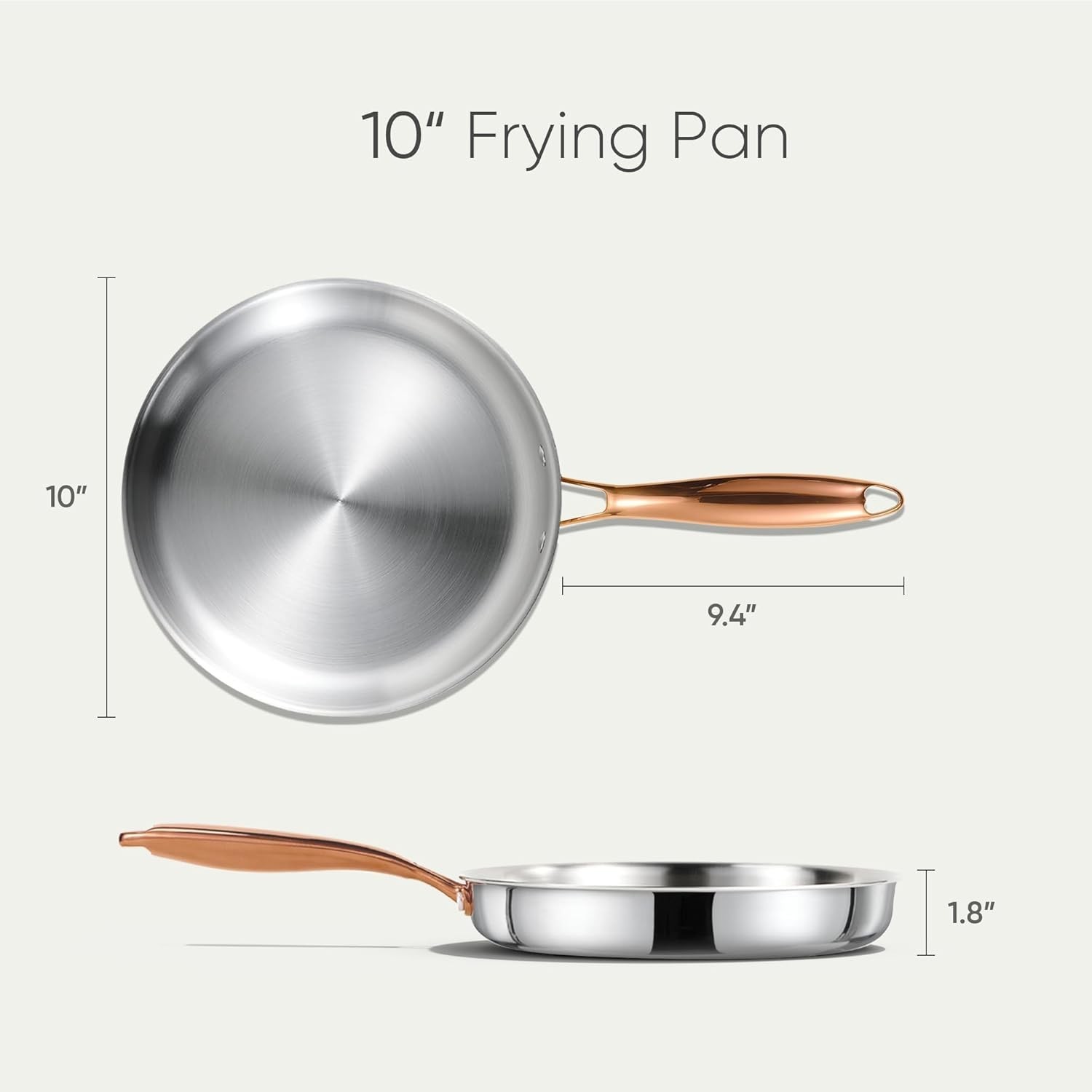 10” Stainless Steel Frying Pan with Stay-Cool Handle and Dishwasher Safe