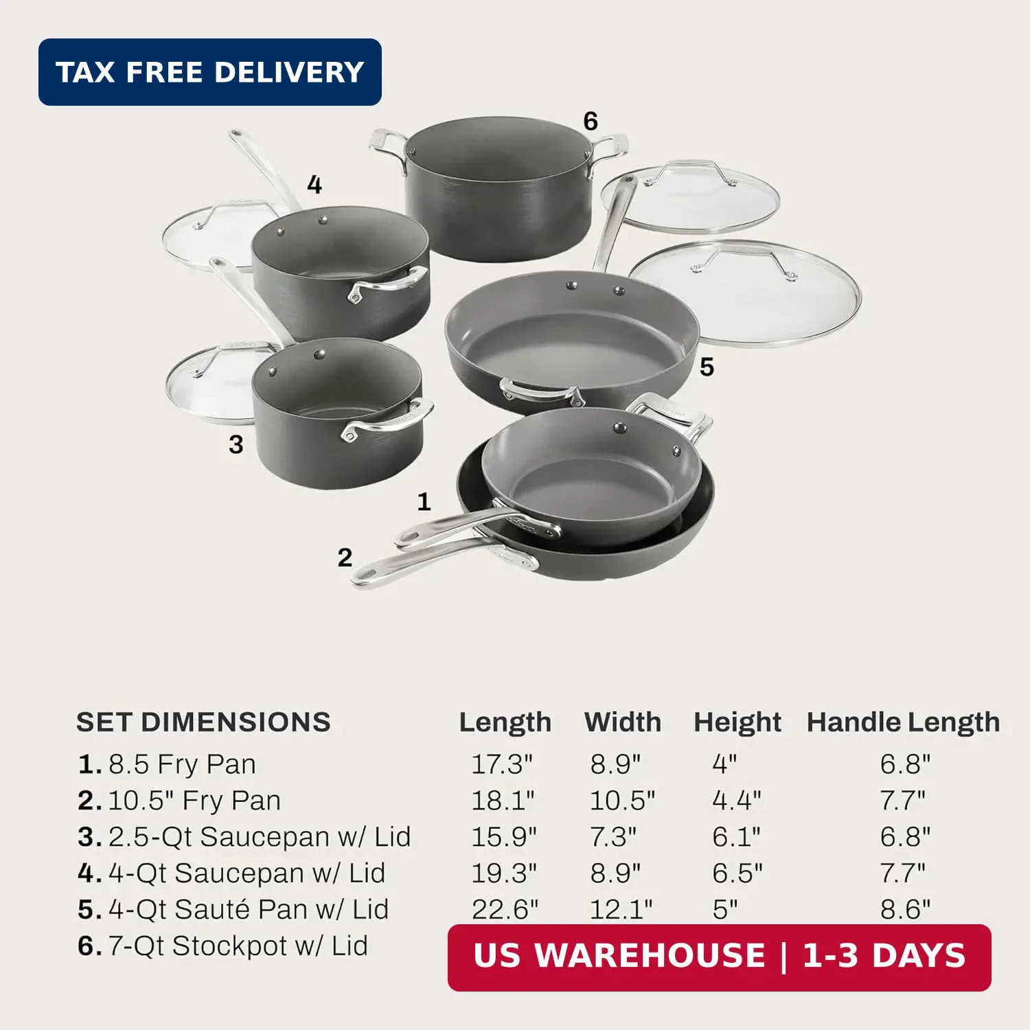All-Clad HA1® Ceramic Nonstick, 10 Piece Cookware Set – Oven Safe up to 450° & C