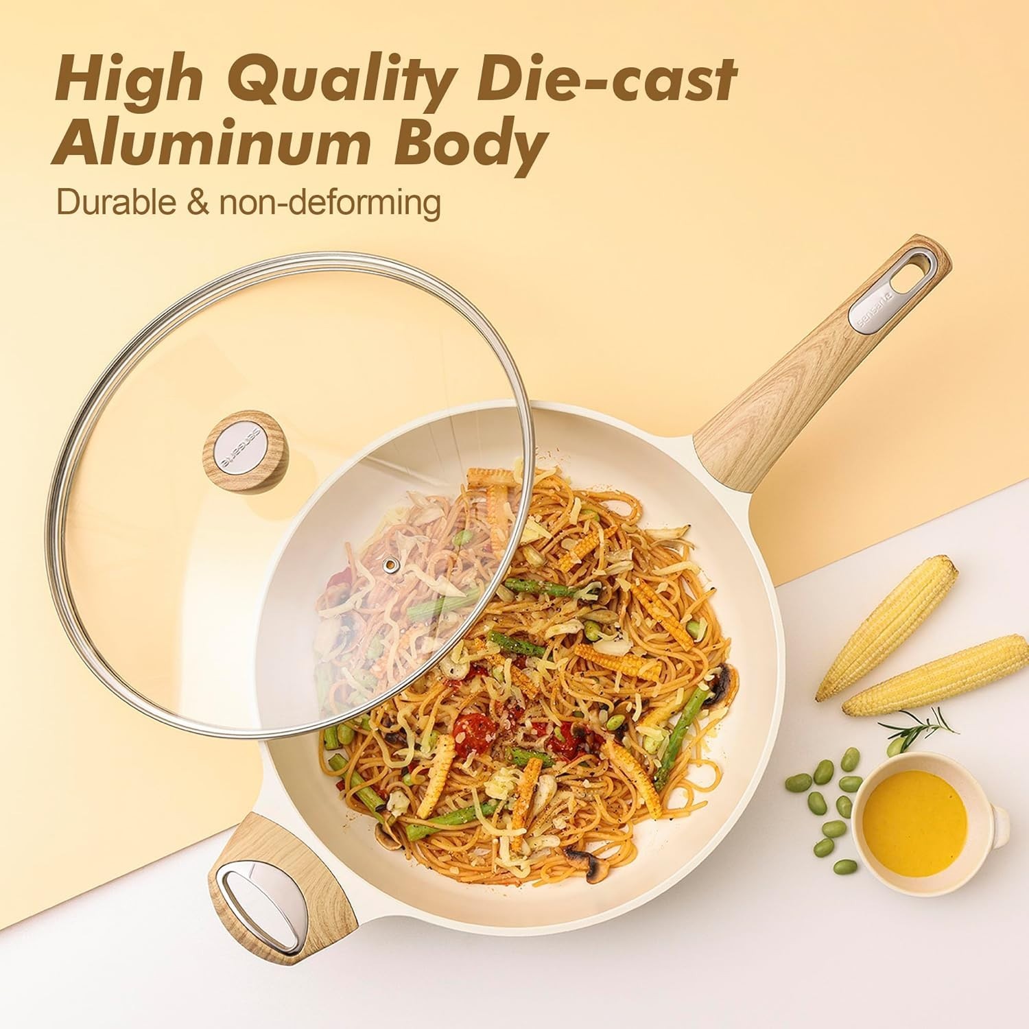 Ceramic Cookware Sets, 14 Piece, Non toxic Healthy, PFAS PTFE PFOA PFOS Free