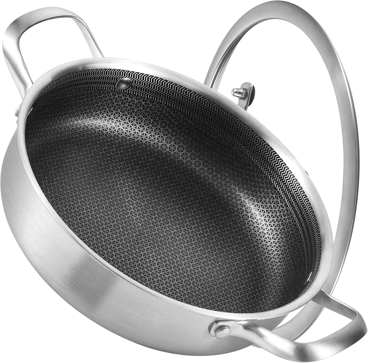 NEW 3QT Tri-Ply Stainless Steel Nonstick Saute Pan 10″ with Lid Induction Safe