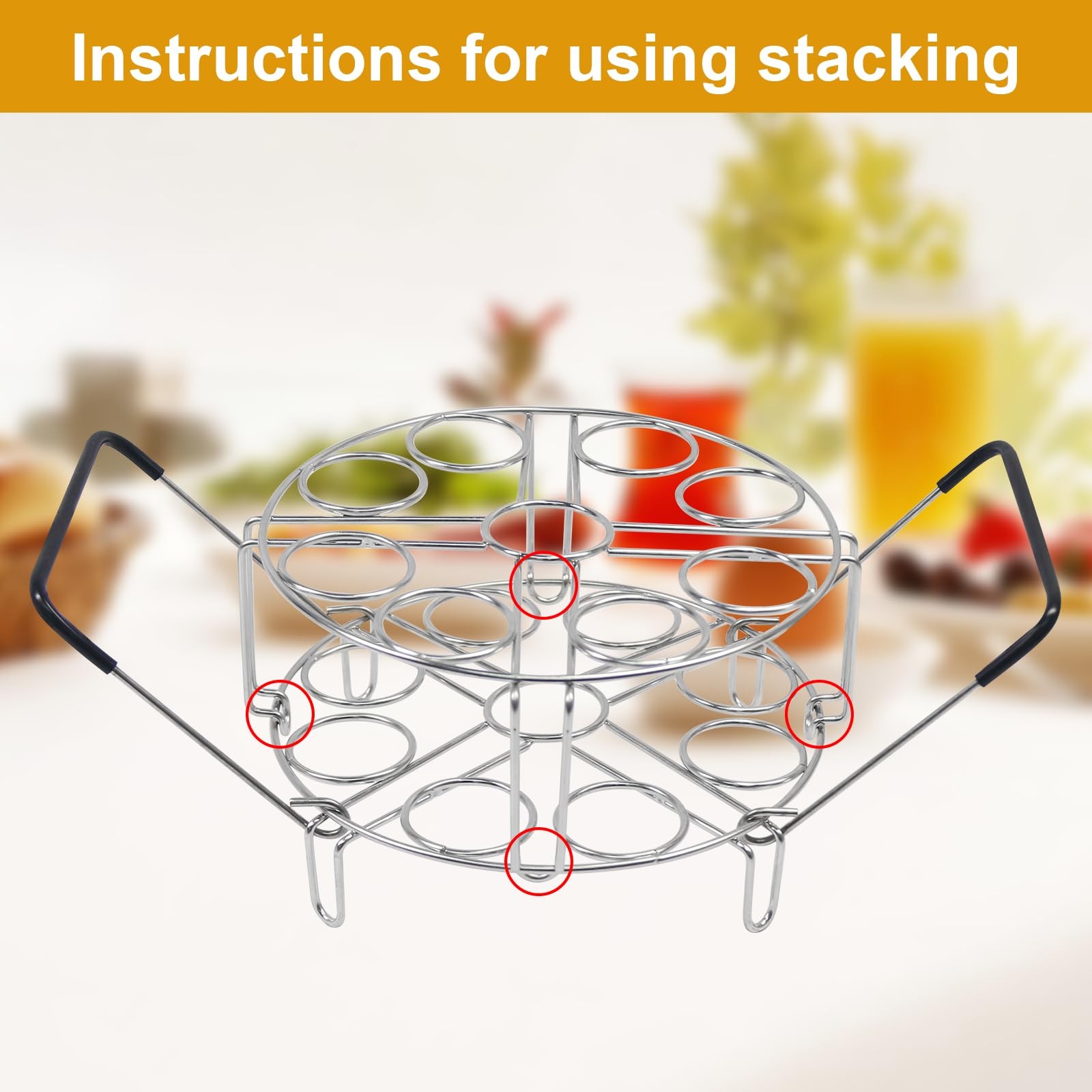 Stackable Egg Steamer Rack, Egg Cooking Rack with Heat Resistant Silicone Han…
