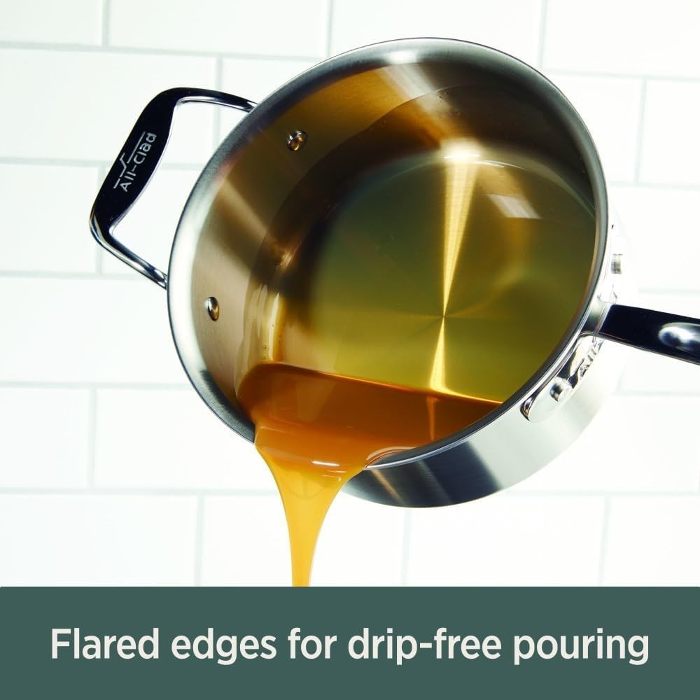 All-Clad D5 5-Ply Stainless Steel 3 Quart Saucepan, Oven Safe & Induction Ready