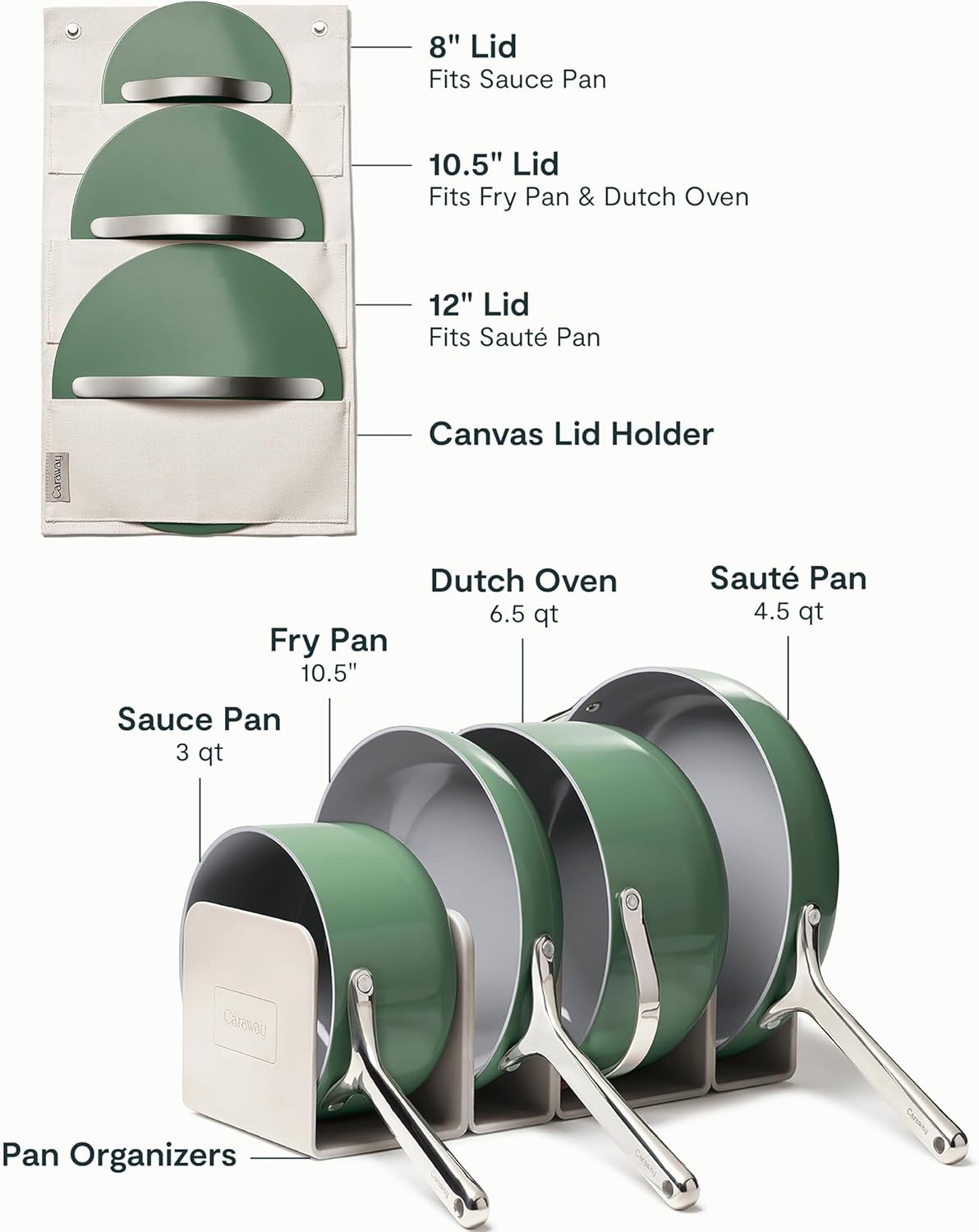 Caraway Non-stick Ceramic Cookware Set (12 Piece) Pots, Pans, Lids and Kitchen S