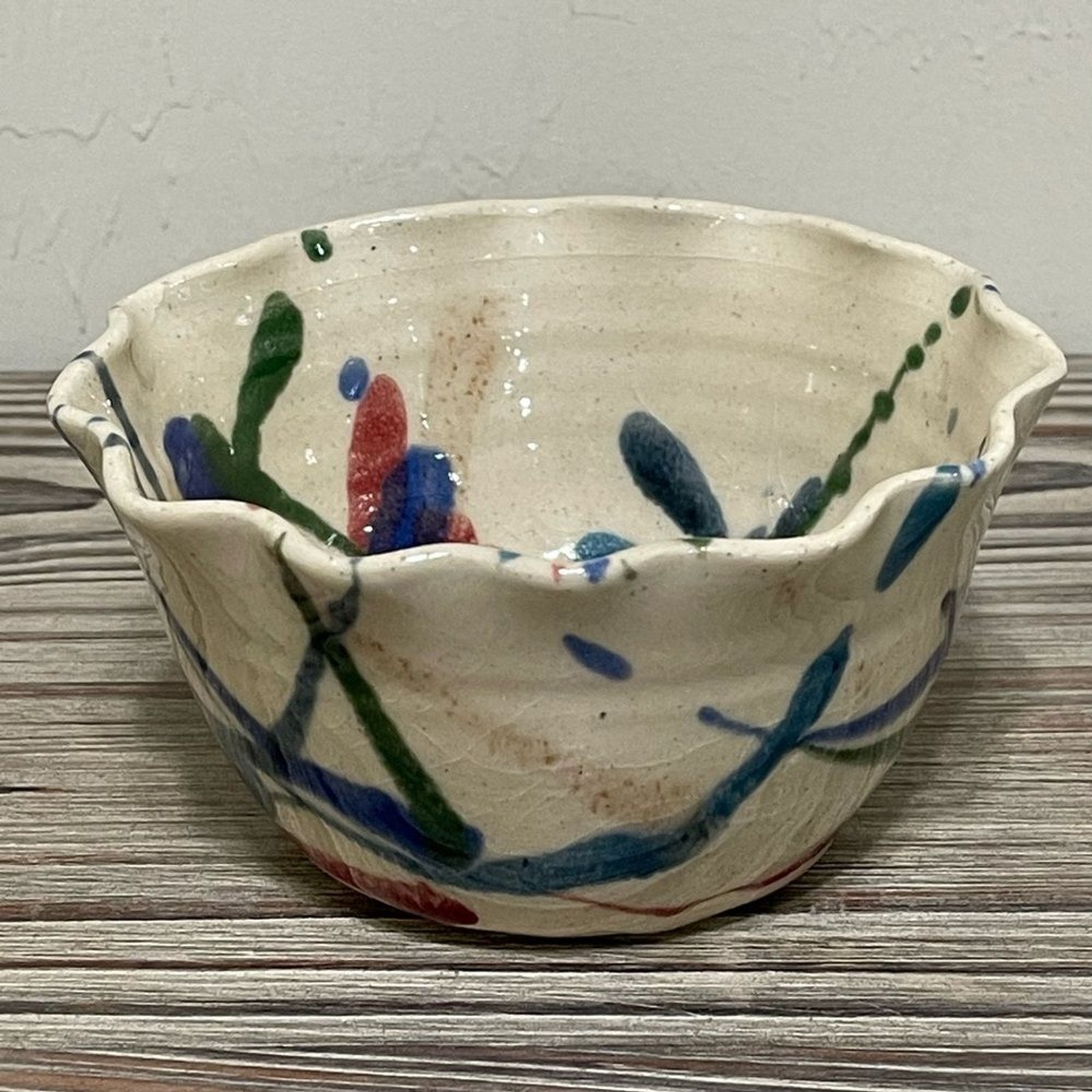 John Garrou Pottery Apple Baker Bowl Hand Crafted Ceramic Paint Splatter Recipe