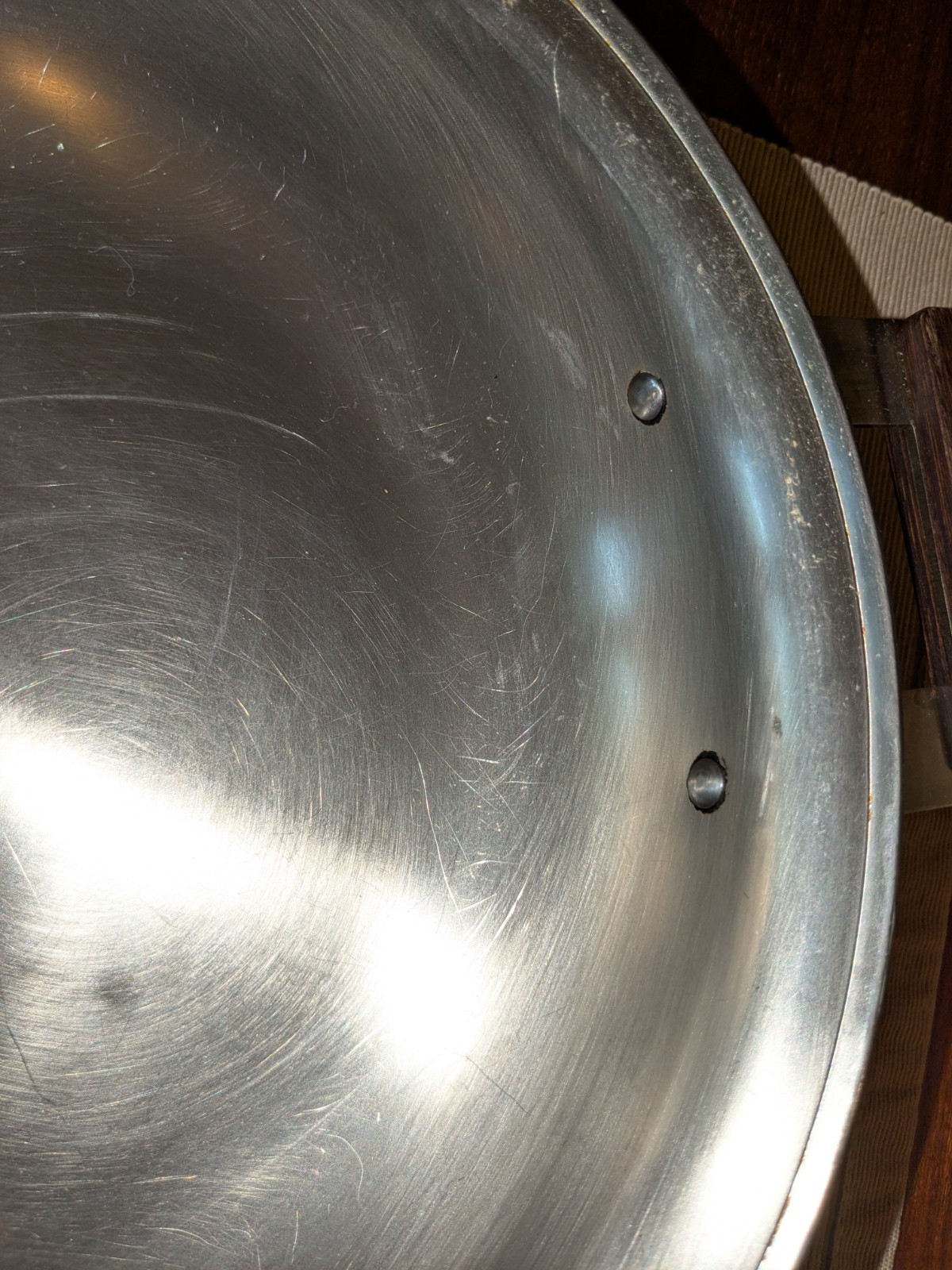 Vtg Farberware 10 Inch Skillet Stainless Steel Lid Wood Handles