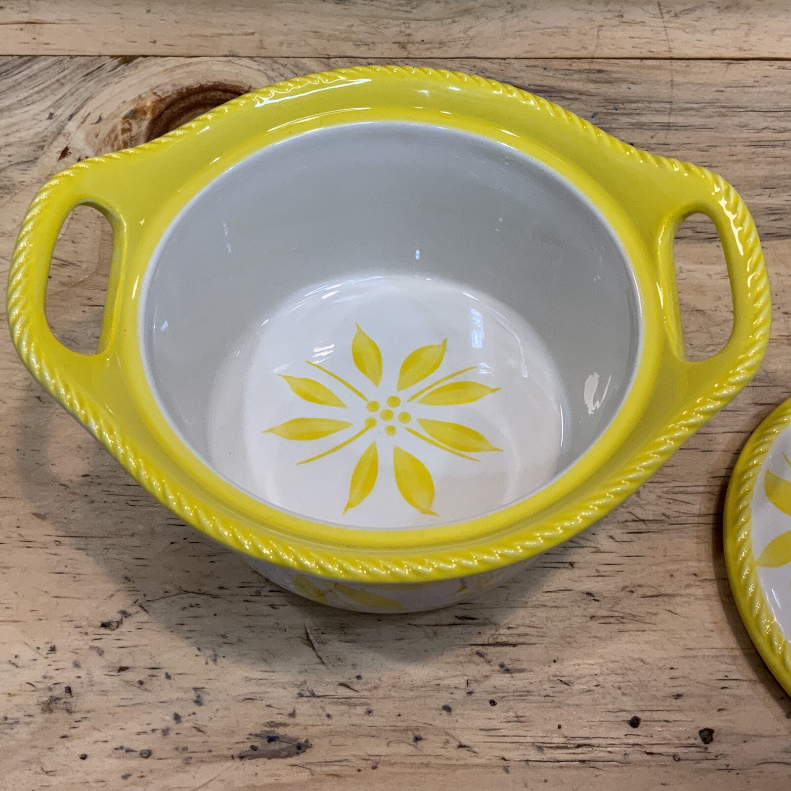 Temptations Old World Yellow Floral 16oz Mini Casserole Crock w/ Lid