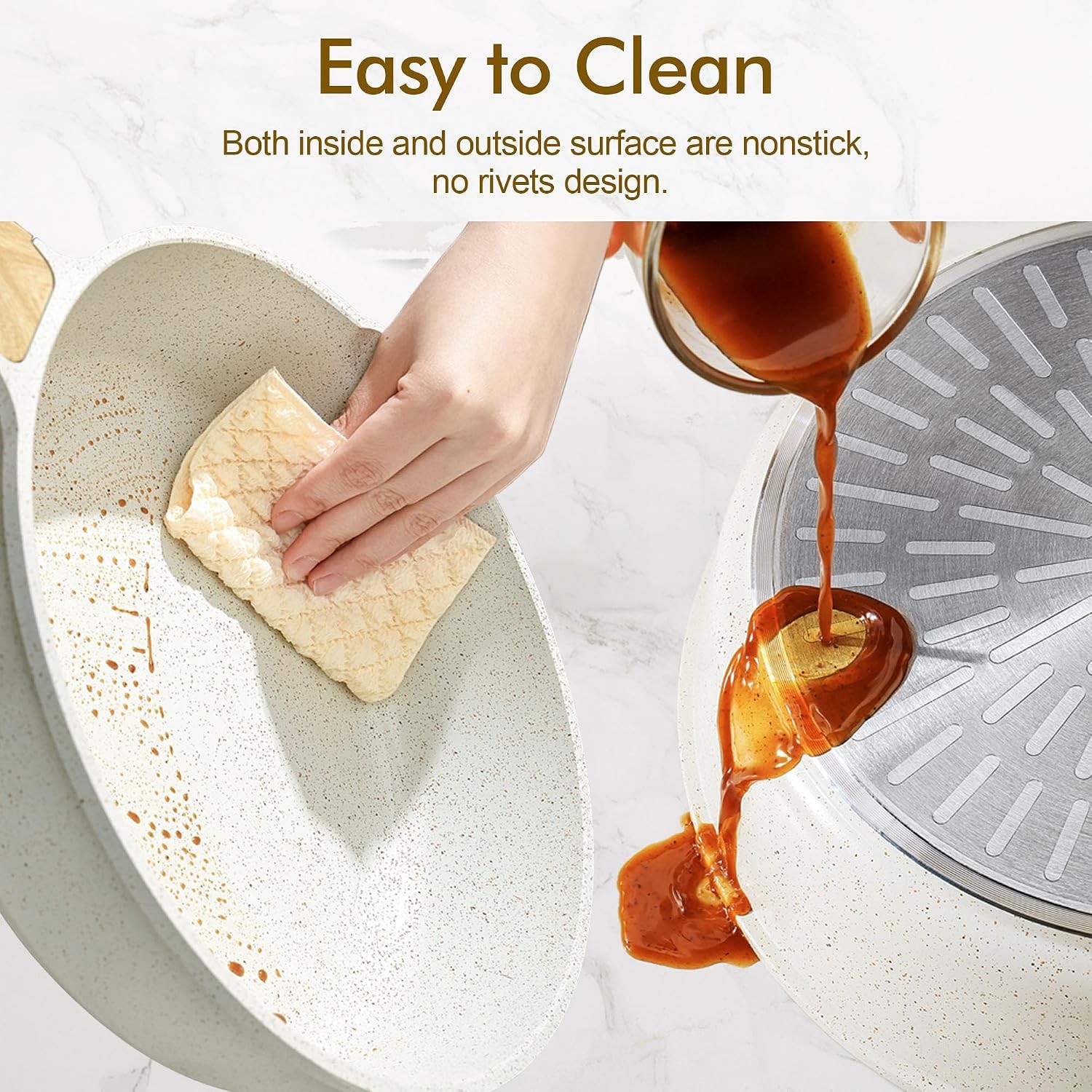 13-Piece Nonstick Ceramic Cookware Set,Silicone Tools and Pot Protectors,1.5