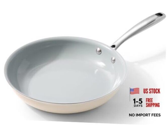 Nonstick Frying Pans Ceramic Skillet: 8Inches Non Stick Egg Fry Pan 8inch Beige
