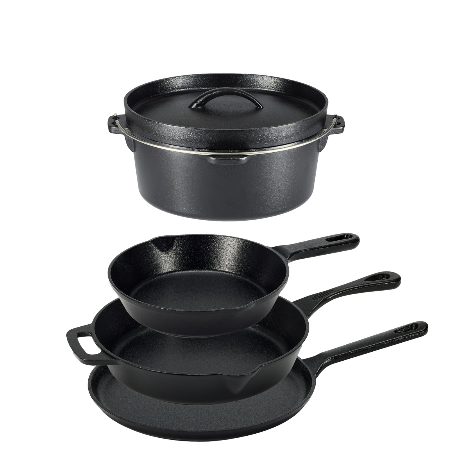 Amazon Basics 5-Piece Pre-Seasoned Cast Iron Cookware Set Pots & Pans