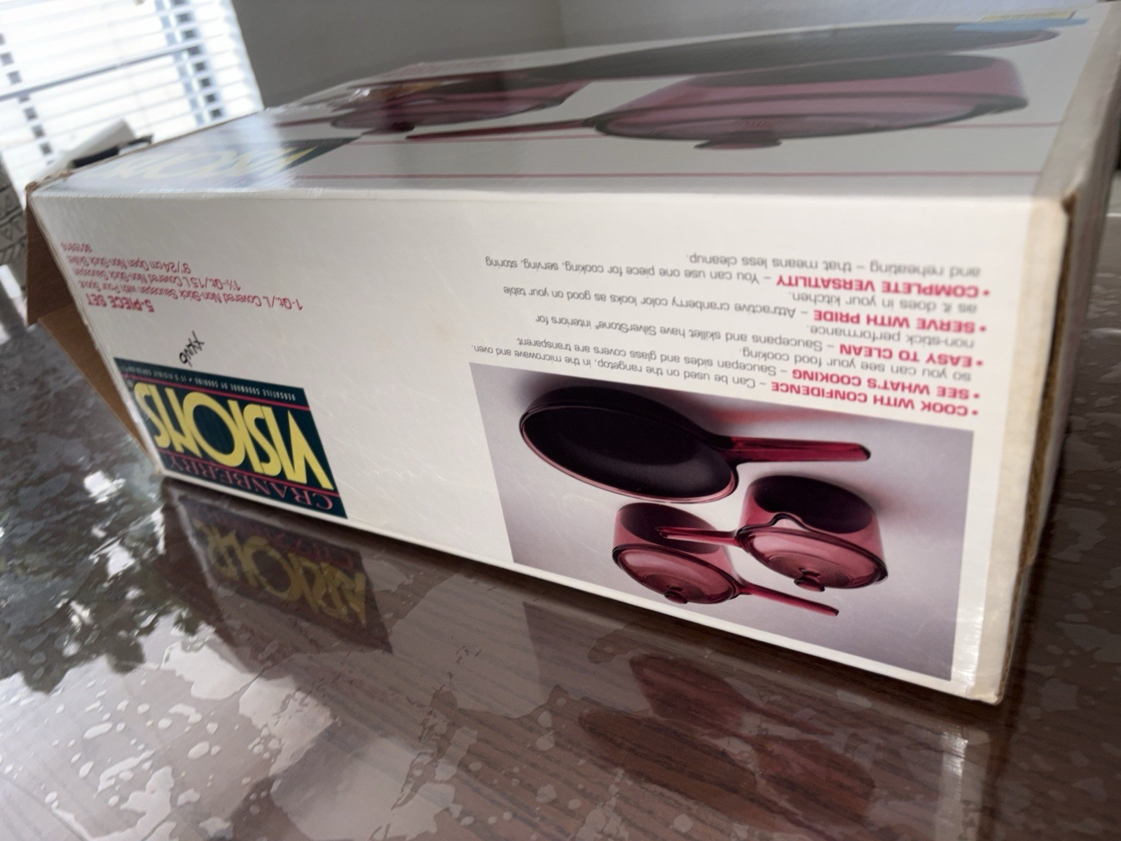 VTG 90s Corningware Cranberry Tinted Visions Cookware 5 Piece New Open Box