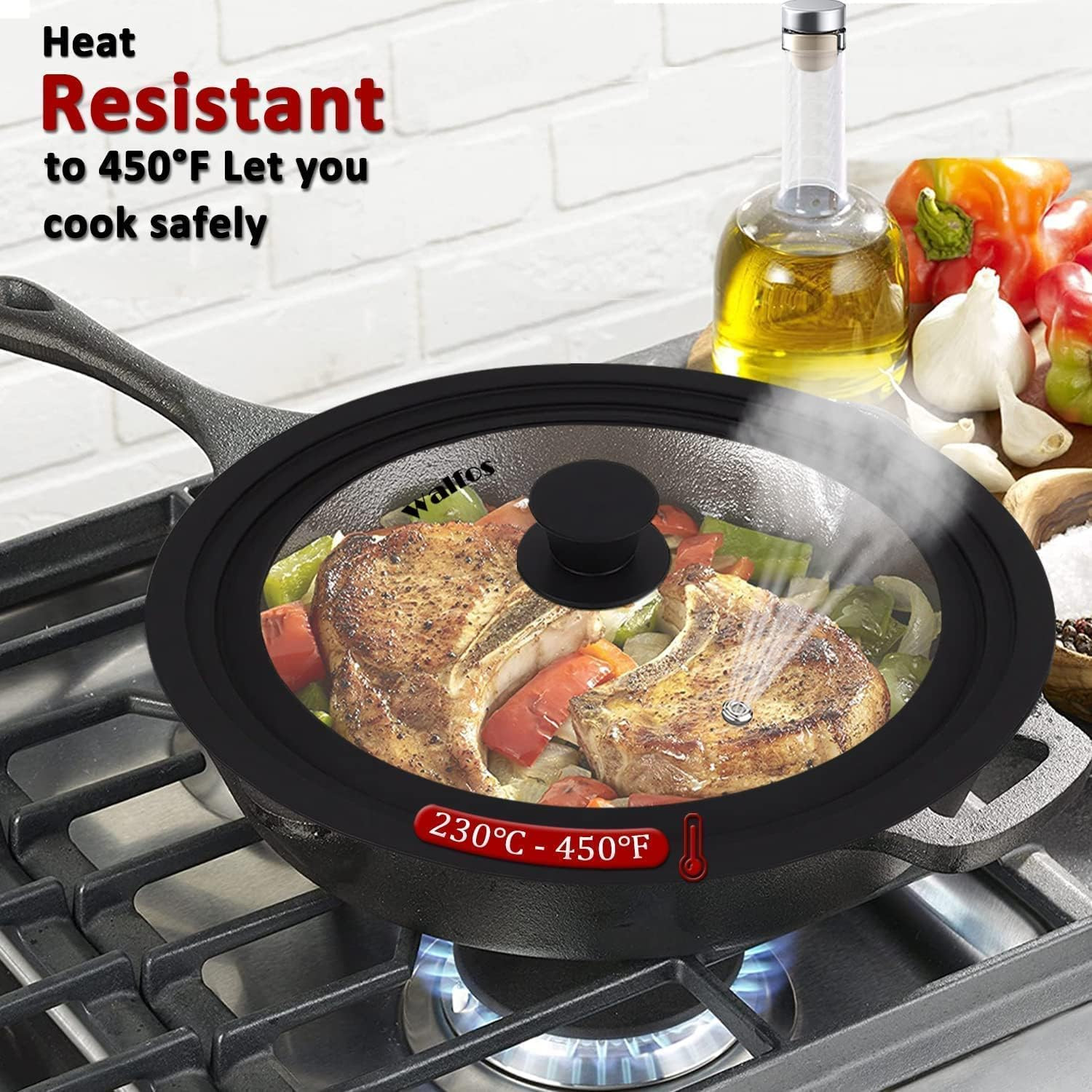 Universal Lid for Pots, Pans and Skillets Fits 10.5″, 11.5″ and 12″ Diameter