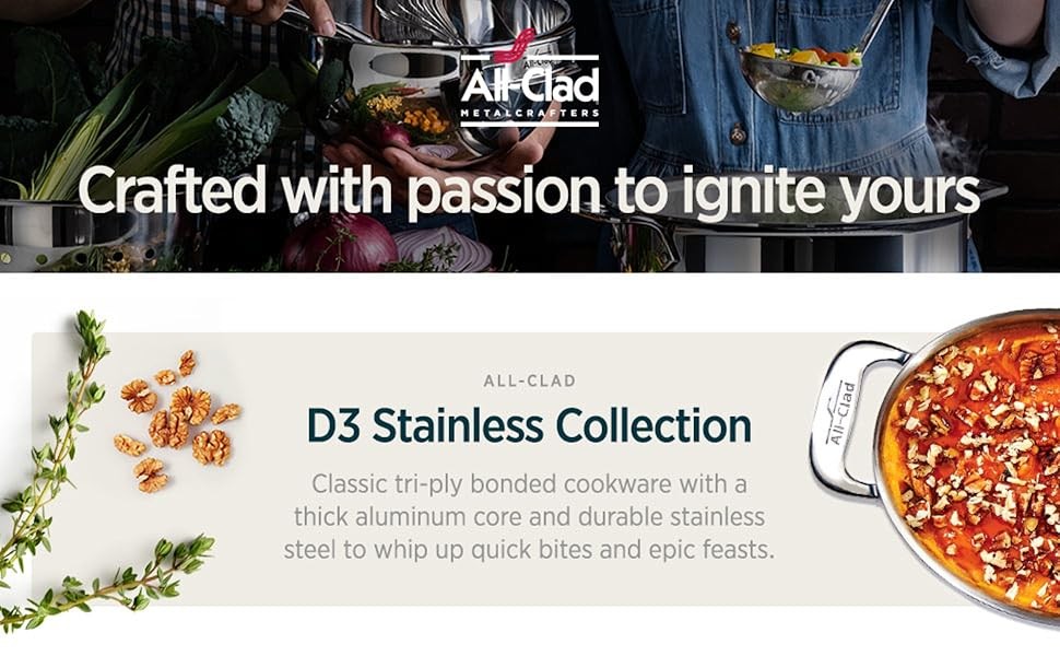 D3® Stainless Steel 2 Piece Cookware Set- Made in – Includes 8″ Frying Pan and 1