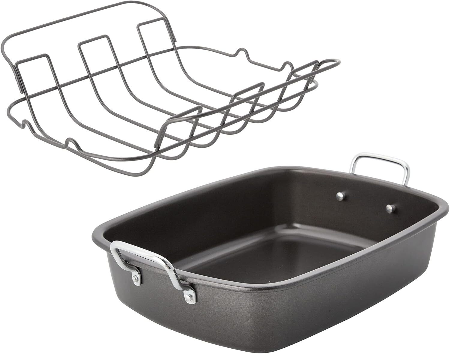 Nonstick Roaster with Floating Rack, 18-Inch-by-13-Inch, Black