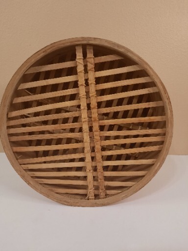 LARGE Two-Tier Asian Bamboo Steamer Dim Sum Dumplings Vegetables Seafood 10″