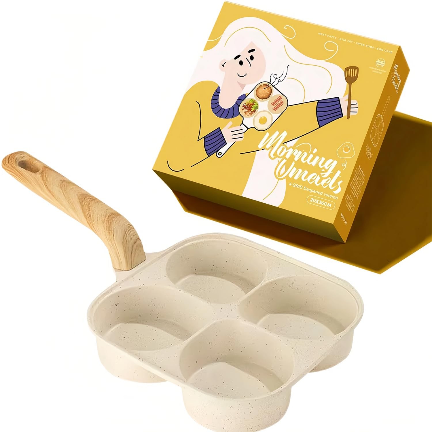 4-Cup 1.46″ Deep Nonstick Omelette Pan Easy Clean Crepe Mold for Breakfast