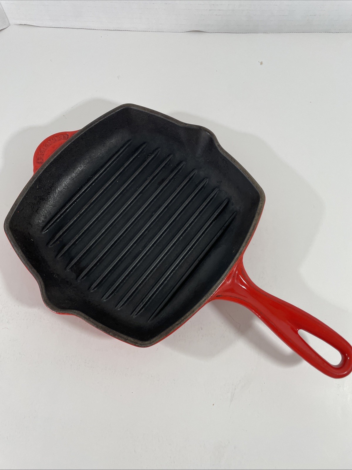Le Creuset Flame Orange Enameled #20 Cast Iron Square Grill Pan Griddle