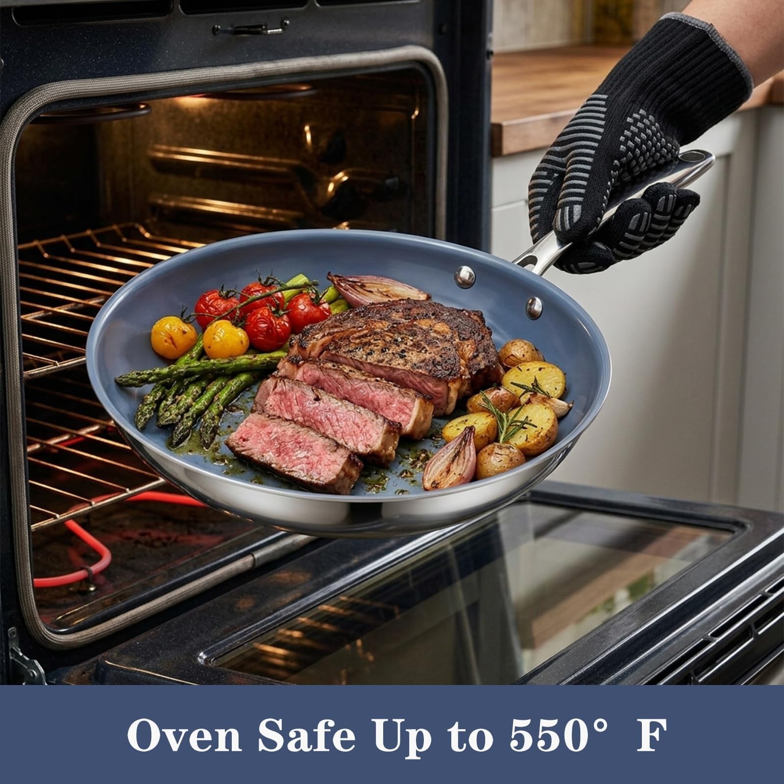 10″ Non-Stick Frying Pan with Lid – Healthy Ceramic Coating, Induction & Gas Com