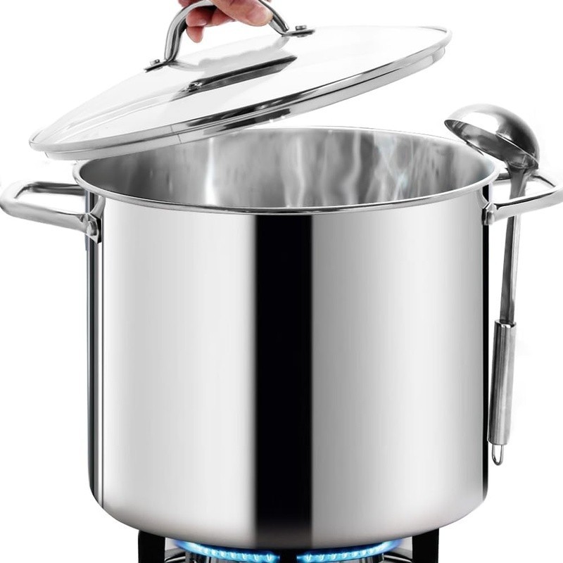 20QT Nickel Free Stainless Steel Stockpot Glass Lid Induction Compatible Pot New