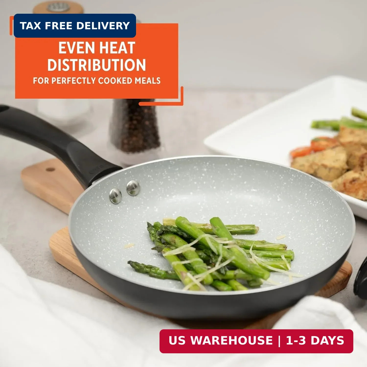 IMUSA 8″ Premier Ceramic Nonstick Fry Pan with Cool Touch Handle, Matte Black