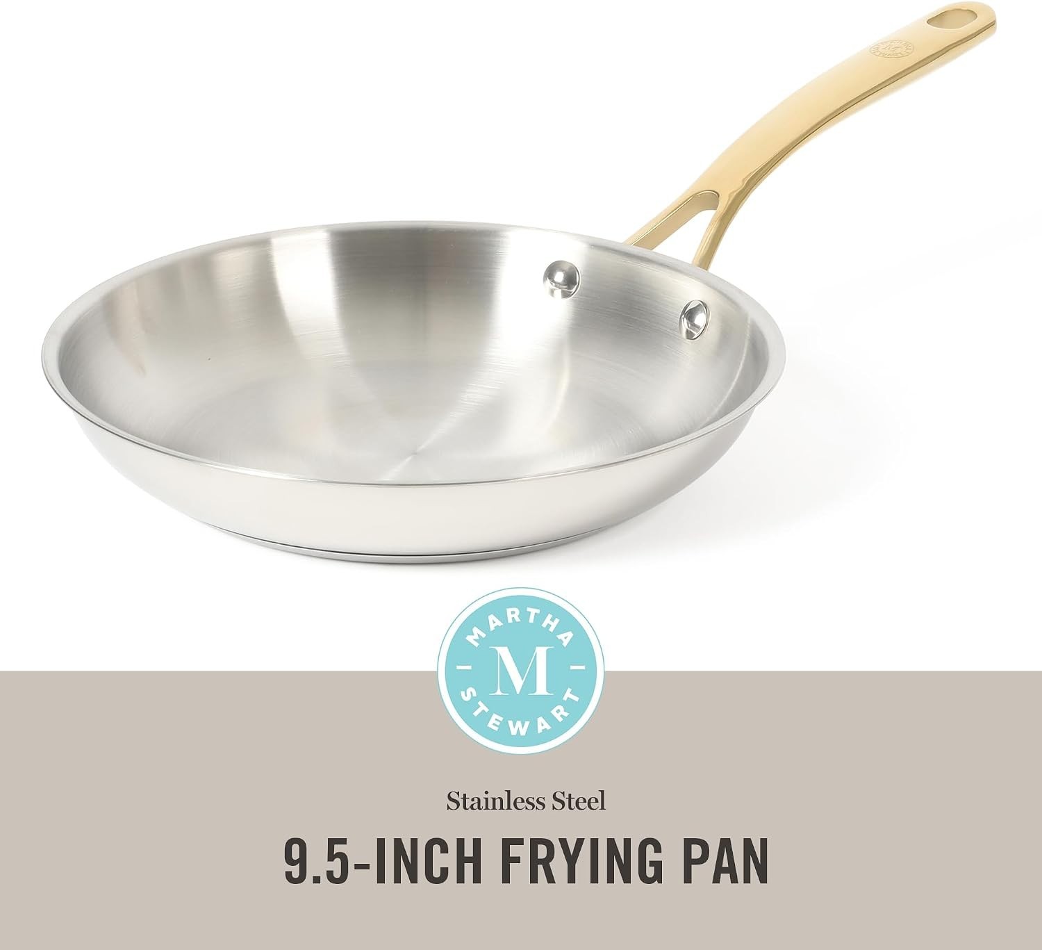 Castelle 9.5-Inch Stainless Steel Frying Pan with Gold-Tone Handle – Tri-Ply …