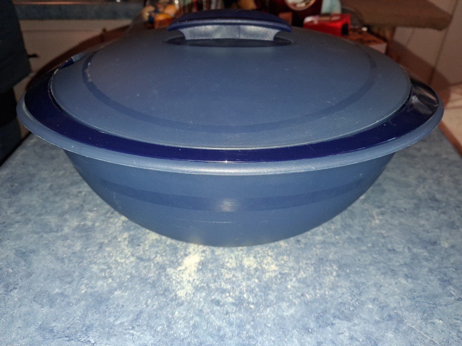 Tupperware 3pc Microwave Dark Blue Insulated Heat and Serve Store Bowl #4946A-4