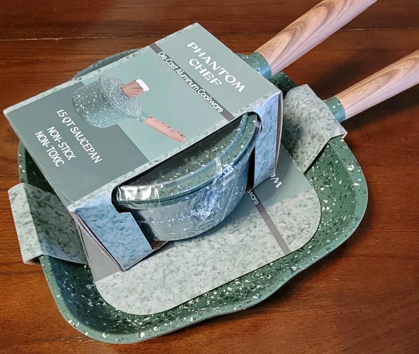 Phantom Chef 11′ Grill Pan & 1.5 Qt Saucepan Set ☆Die Cast Aluminum ☆Nonstick!