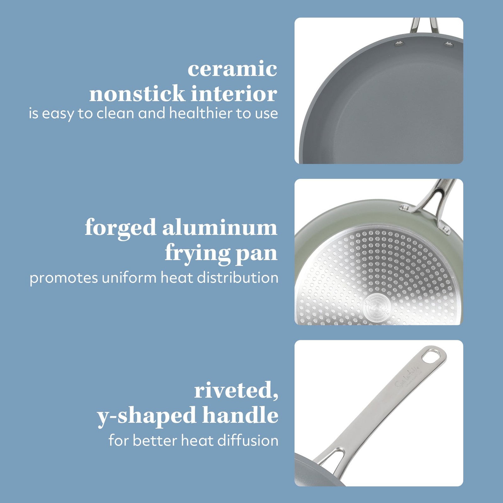 Kitchen Essentials Large 12 Inch Fry Pan PFA Free Titanium Ceramic Nonstick Inte