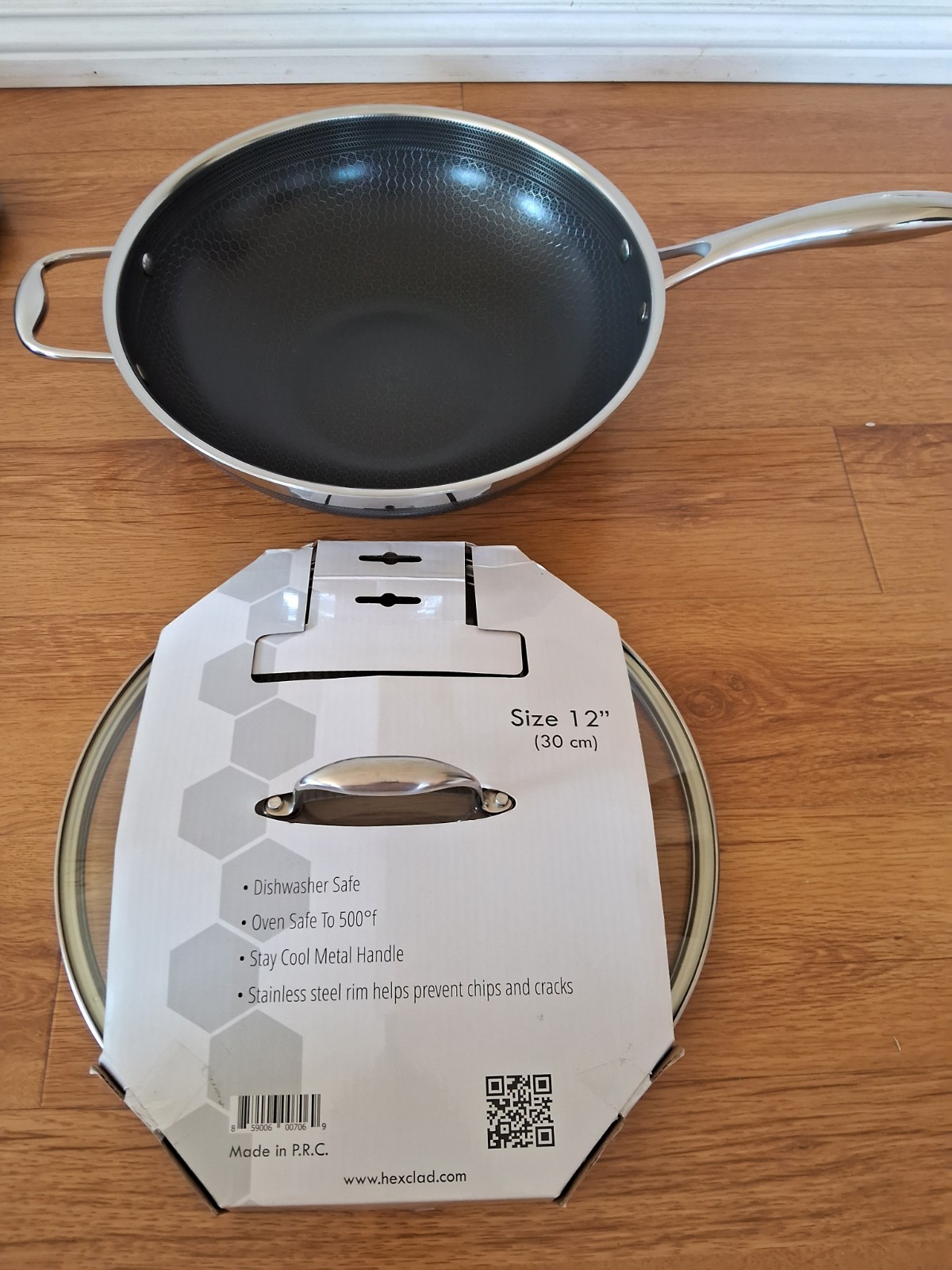 HEXCLAD 12-Inch Frying Pan w/LID-BAG-FREE PUSH WHISK No Box BRAND NEW