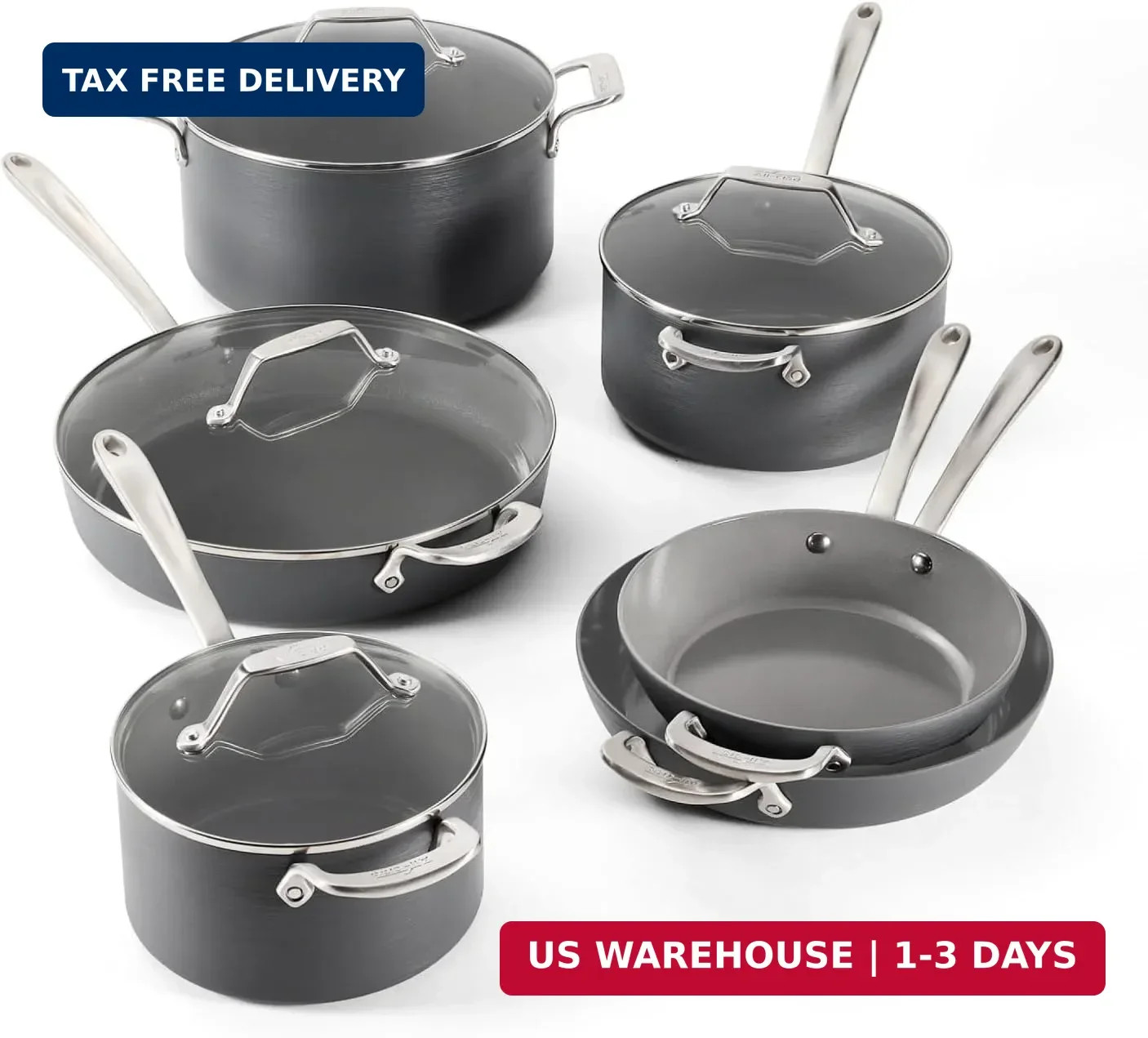 All-Clad HA1® Ceramic Nonstick, 10 Piece Cookware Set – Oven Safe up to 450° & C