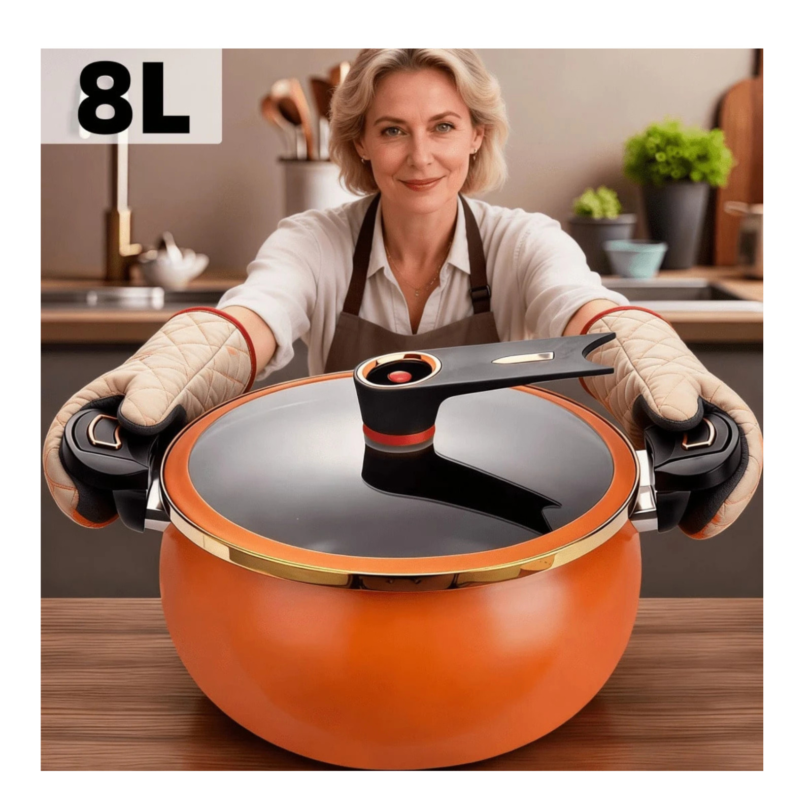 2.19G Large Soup Pot Non-Stick Stew Cooking Pot Induction Gas Cooker Twist-Lock