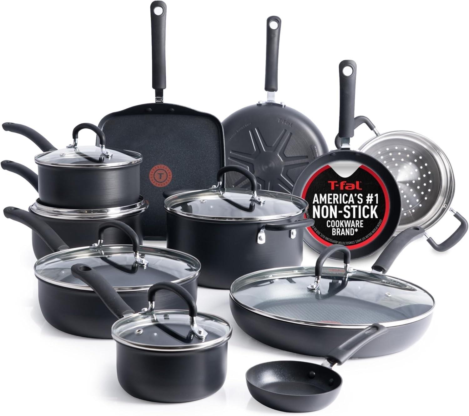 Ultimate Hard Anodized Nonstick Pots and Pans Set 17 Piece, Nonstick Cookware
