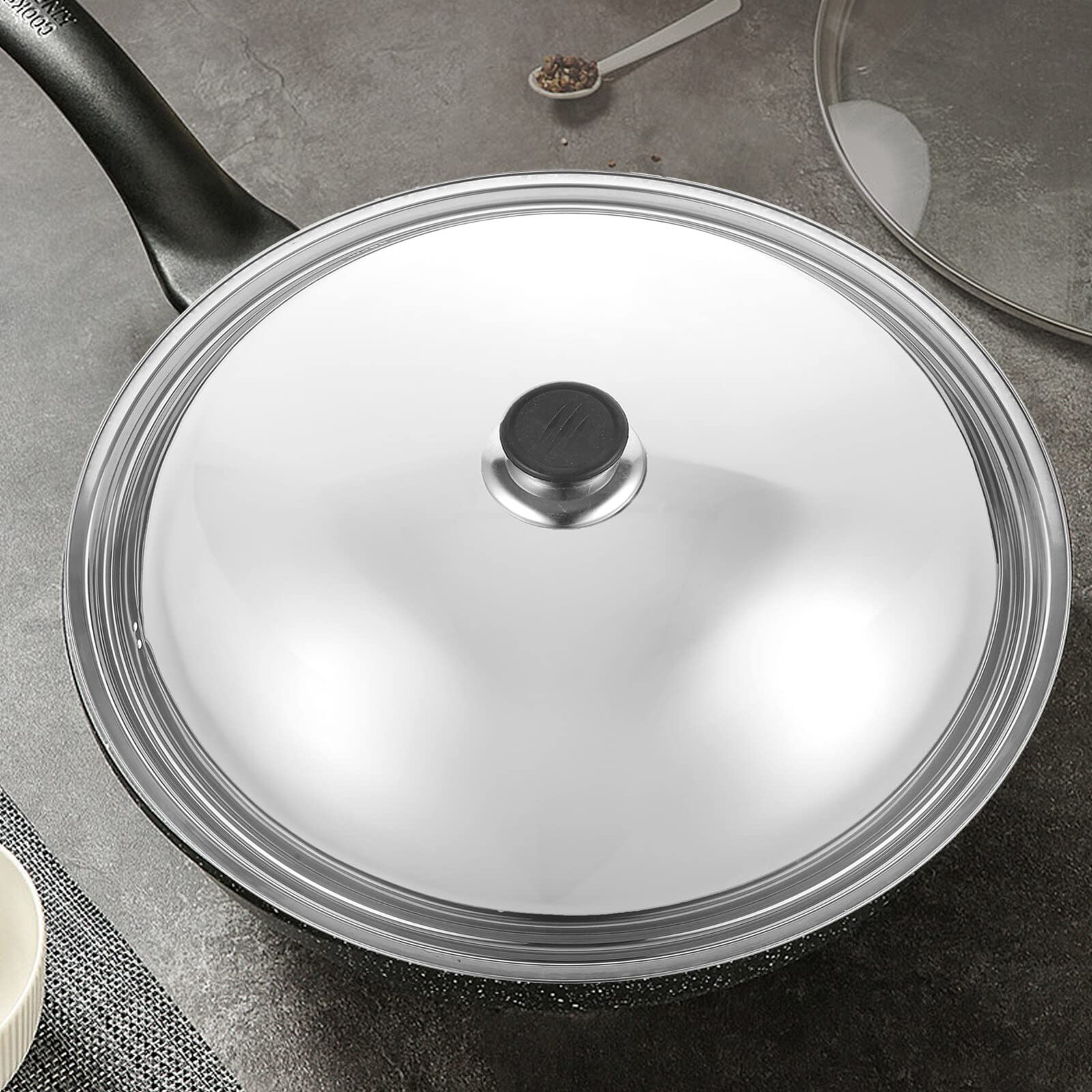 Stainless Steel Pot Lid 15 Inch Lid for Frying Pan Wok 15 Universal Pan Cover…