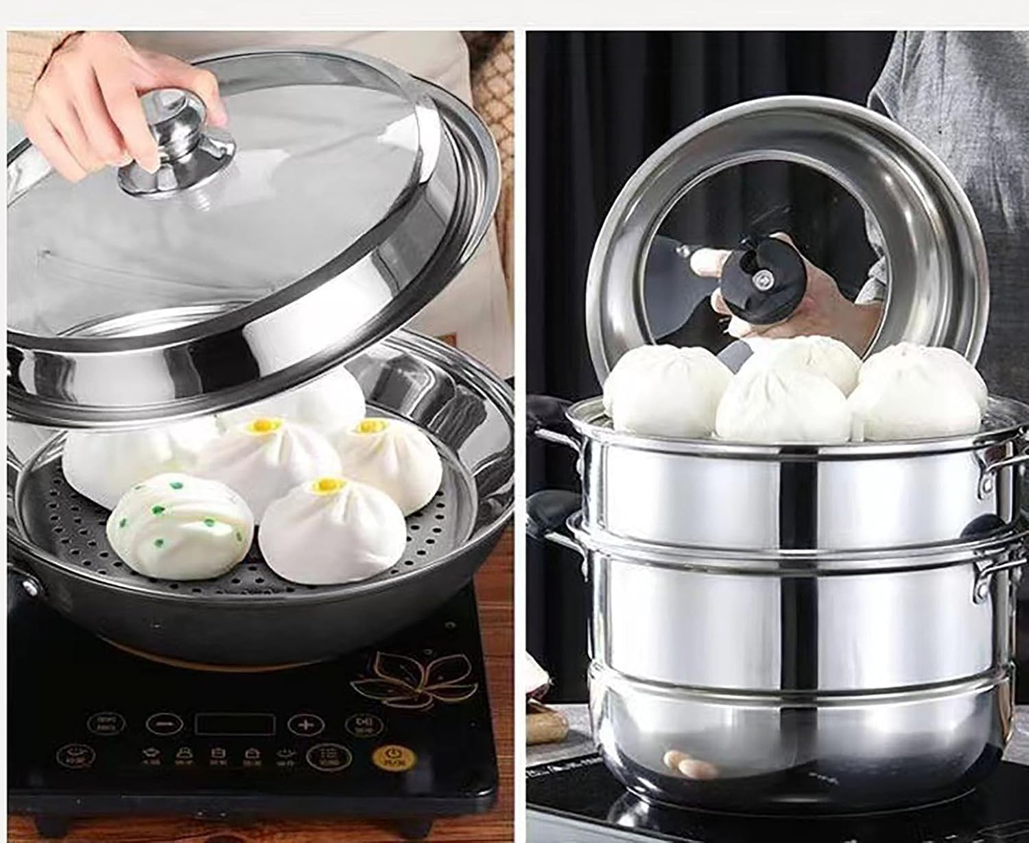 Steamer Plate, 2 Pcs 12.6 Inch Round Stainless Steel Steaming Net for Food St…