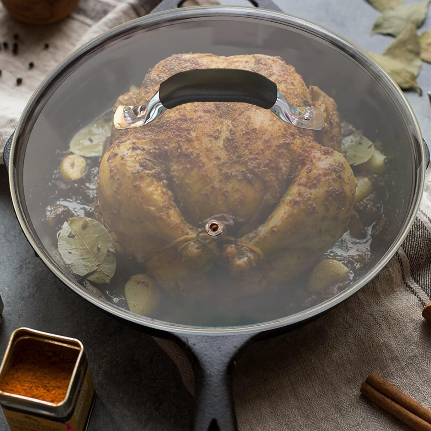 10.25 Inch Tempered Glass Lid Compatible with 10-10.25 Inch Cast Iron Skillet