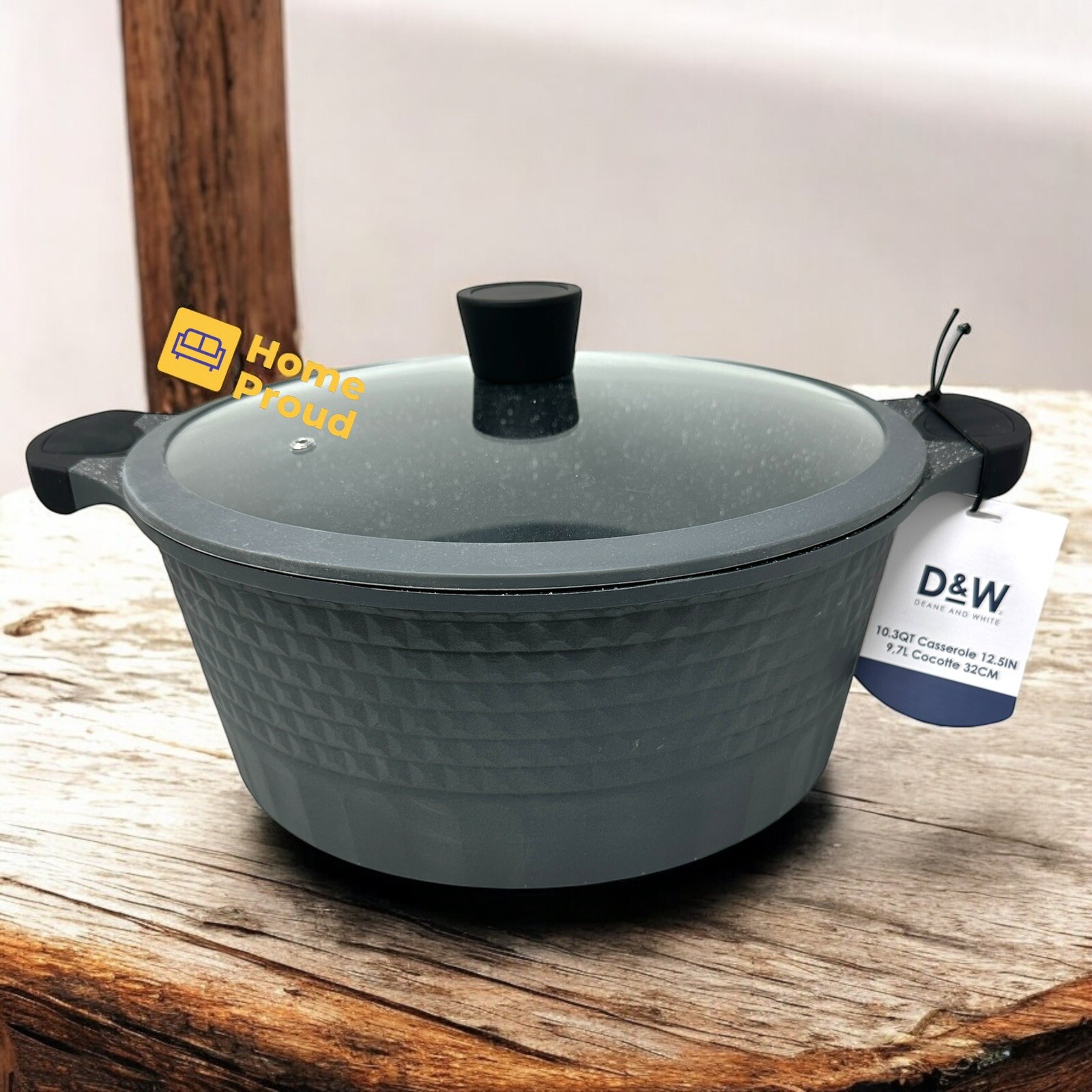 D&W Pot/Casserole 12.5″ Inch,10 Qt With Lid Big Party Size Nonstick Cookware