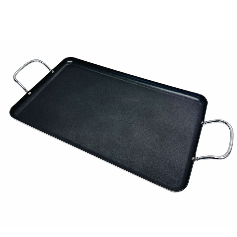 Aluminum Double Burner Non-Stick Griddle 19″x11-1/2″, Compatible W/ All Cooktops