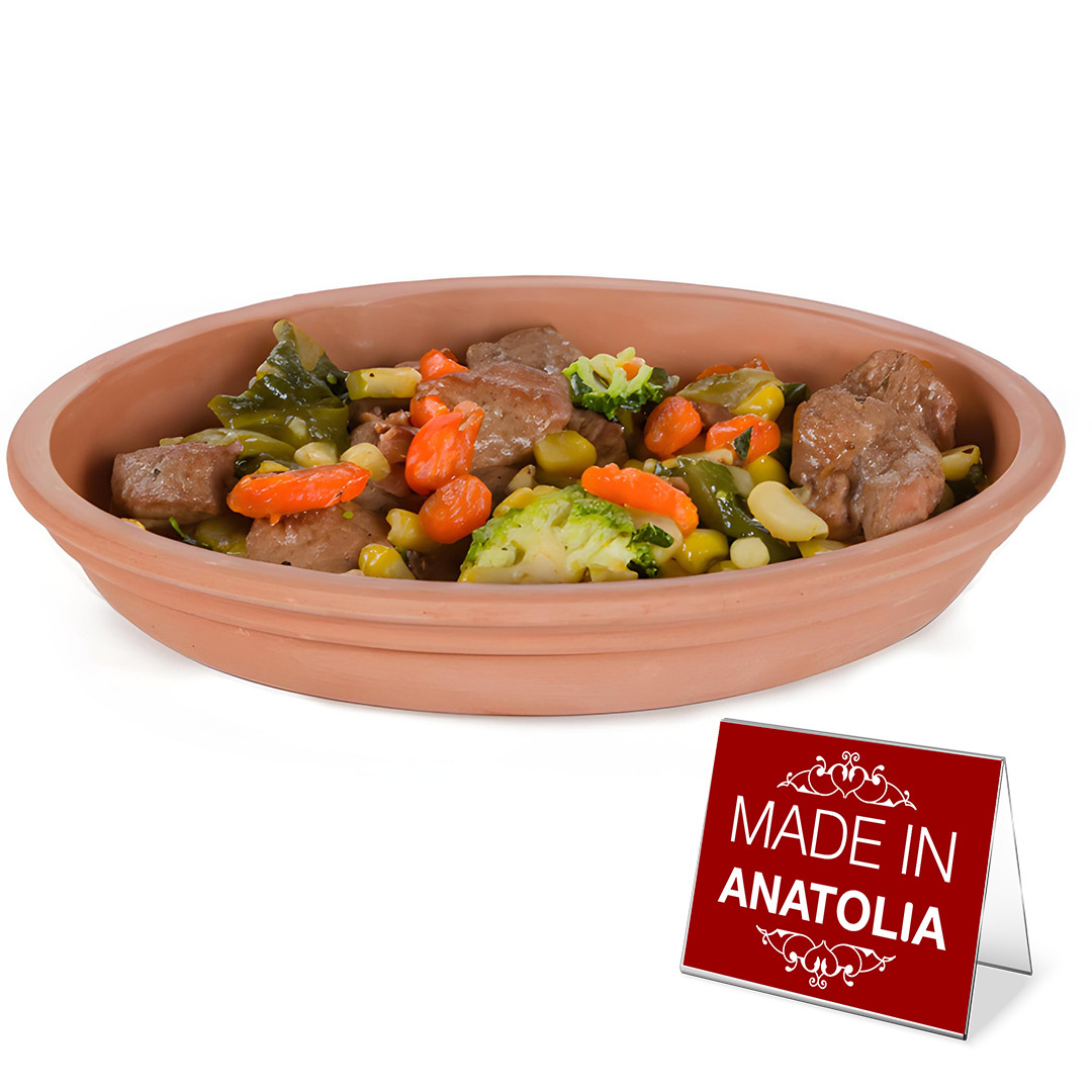 Earthenware Clay Pan for Owen, Terracotta Glazed Cazuela Dish, 11.8 inch
