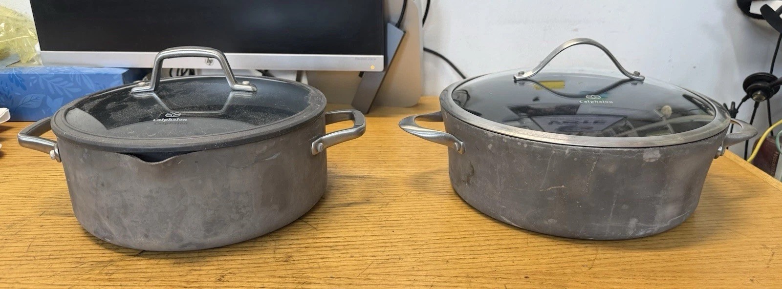 Calphalon Stock Pot Large 5 Qt w/Glass Lid #8785 Hard Anodized (LOT OF 2)
