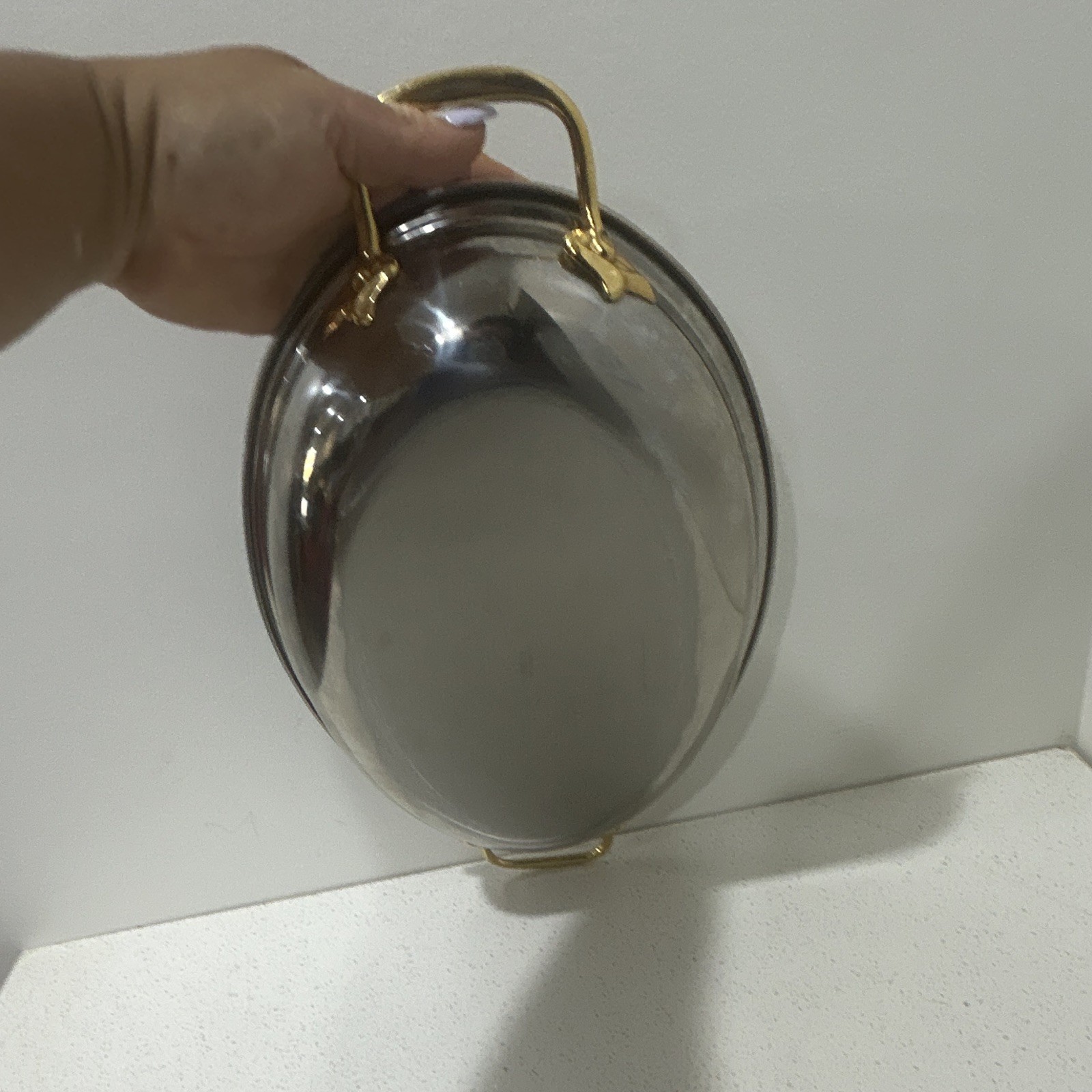 Stainless Steel Oval Saute Pan w/ Lid, Double Handles, Gold-Tone, 16 in