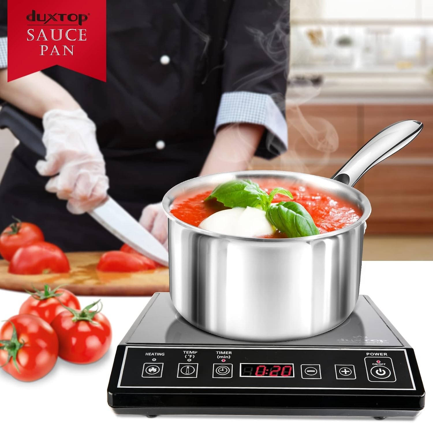 Duxtop Whole-Clad Tri-Ply Stainless Steel 3Qt Saucepan and 6.5Qt Stockpot Bundle