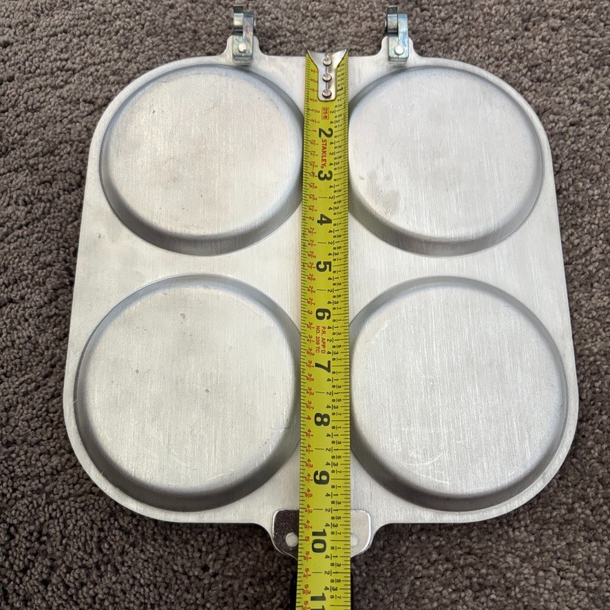 2-Piece Hinged Aluminum Griddle & Pancake Nonstick Teflon 10″ – 4 x 4″ Pancakes