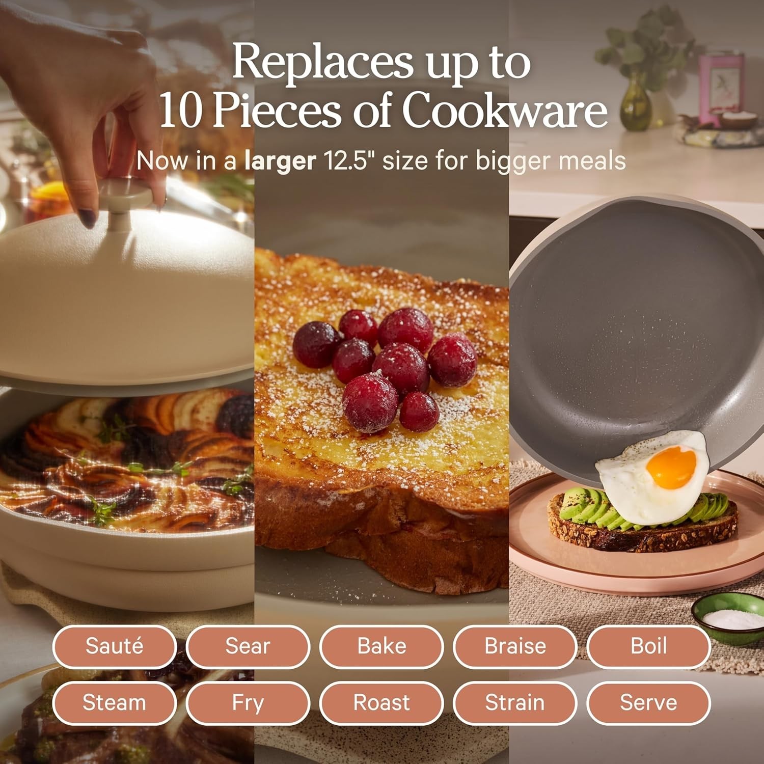 Our Place LARGE Always Pan 2.0 12.5” Ceramic Nonstick Pan w Lid BLUE SALT READ