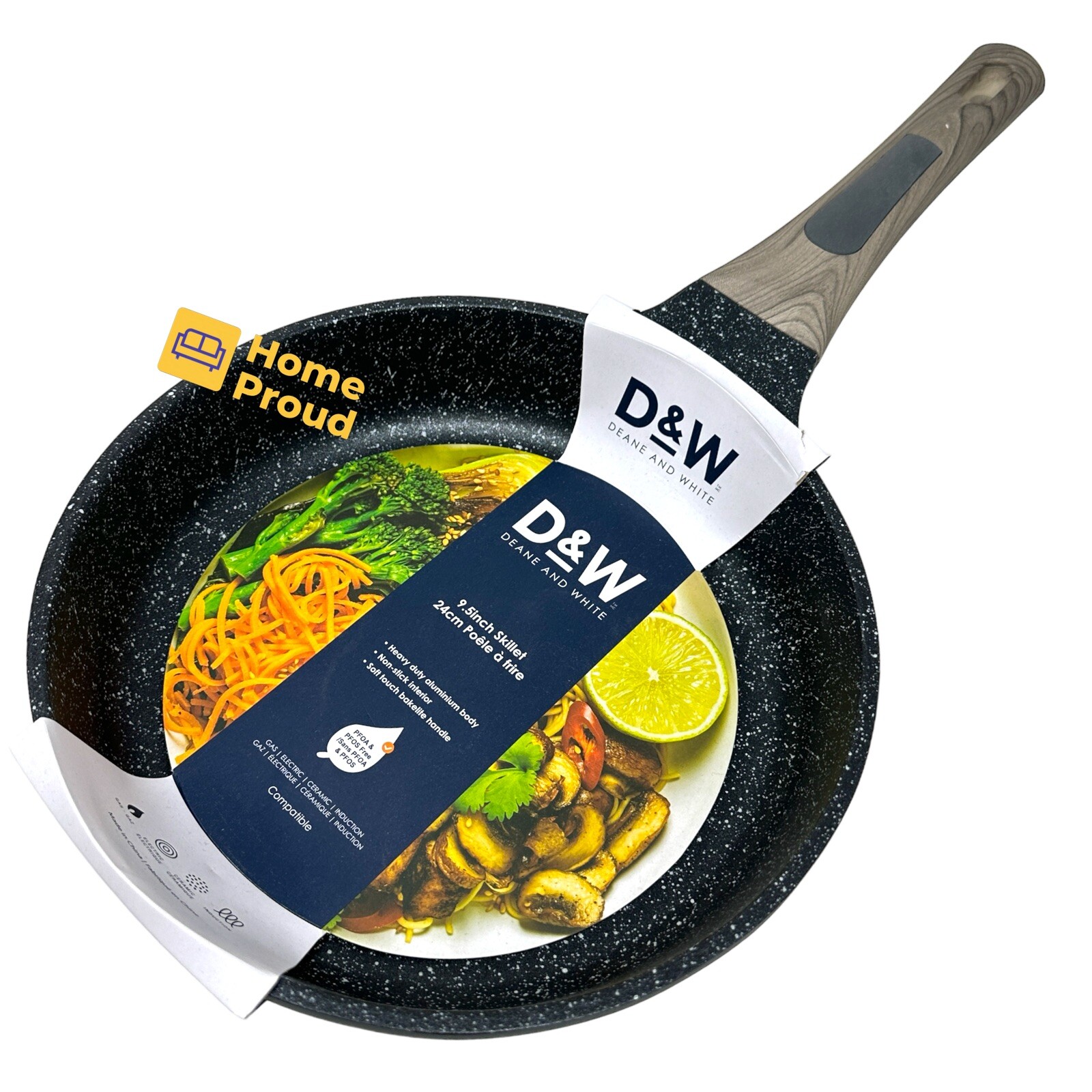 Skillet Frying Pan Nonstick 9.5 Inch Deane & White Heavy Duty Kitchen Cookware