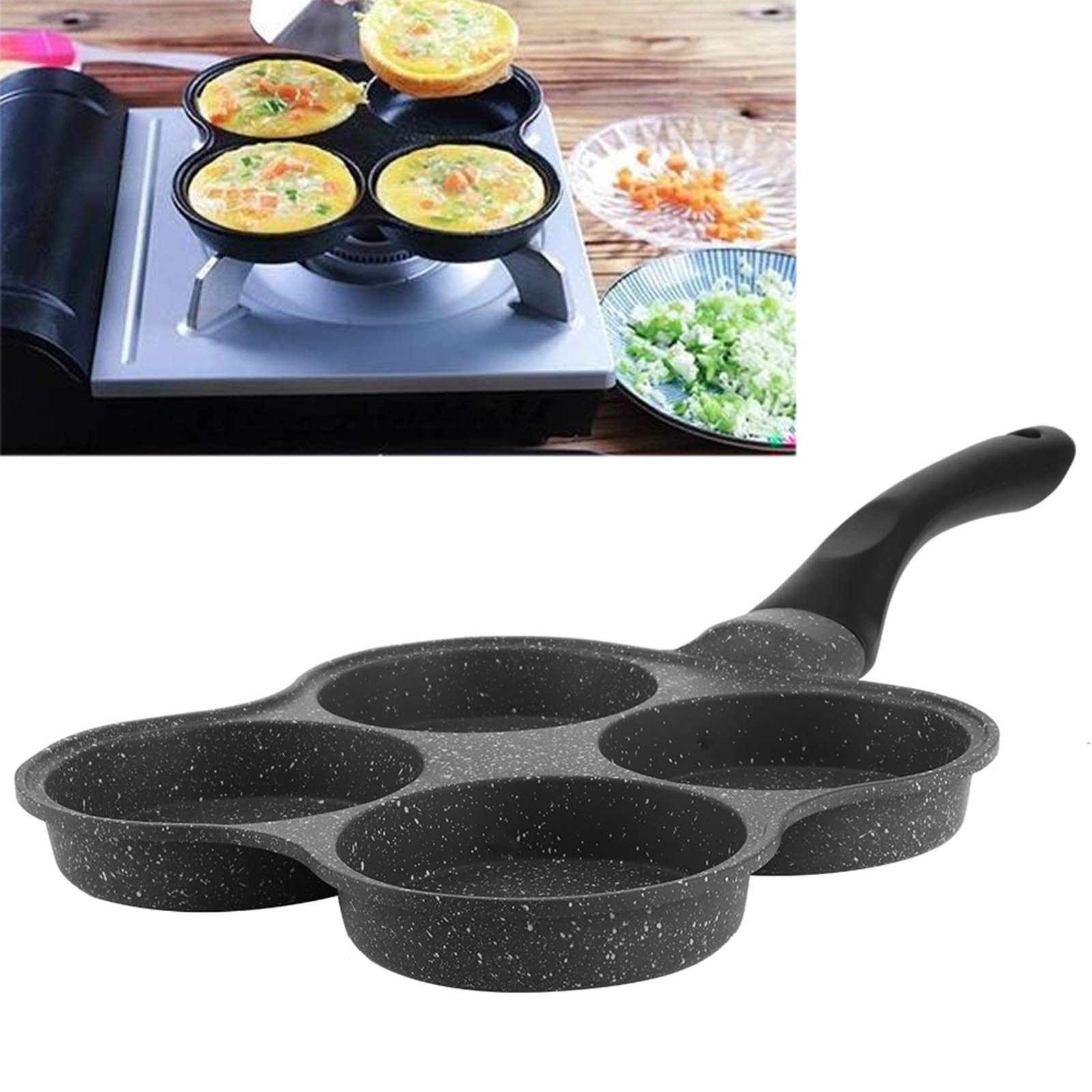 4-Cup Nonstick Egg Frying Pan, Aluminum Omelette Cooker with Even Heat Distri…