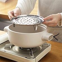 Round Steamer Rack 1pcs with Silicone Liners, Stainless Steel Food Steamer