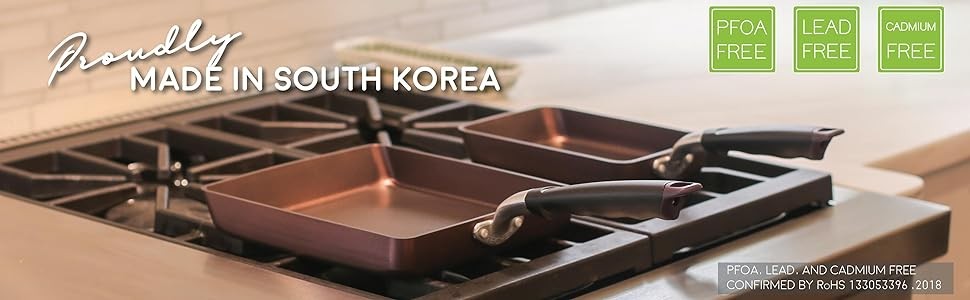 Tamagoyaki Japanese Omelette Pan/Egg Pan Skillet, PFOA-Free, Dishwasher Safe,