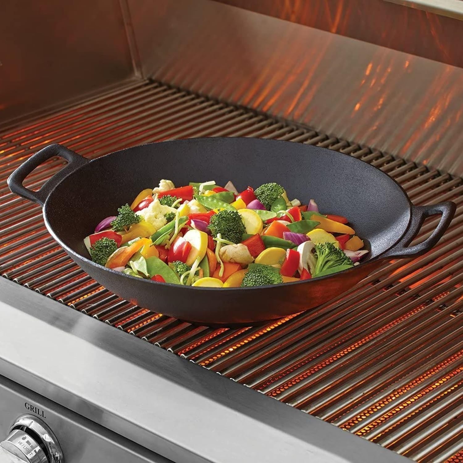 Jim Beam 12” Pre Seasoned Heavy Duty Construction Cast Iron Grilling Black