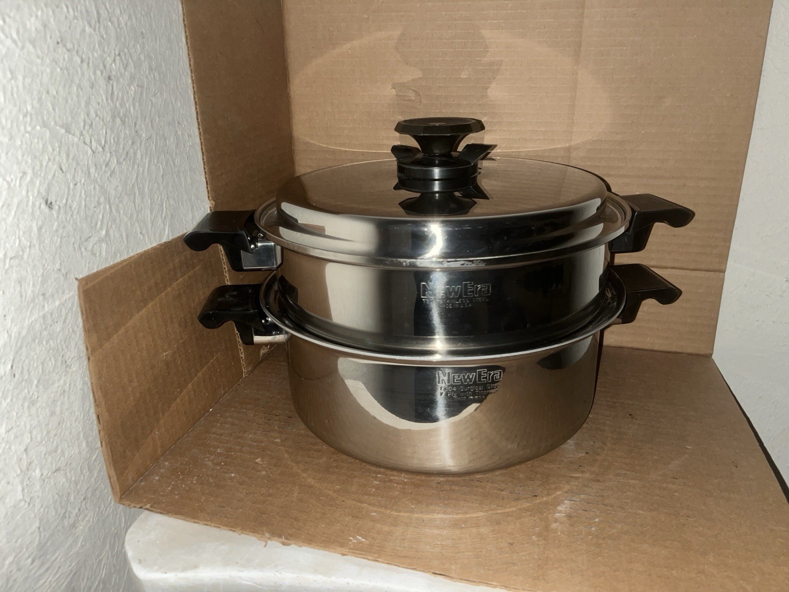 New Era T304 Surgical Stockpot W/Titanium Stainless Steel 7-Ply W/Lid Steamer
