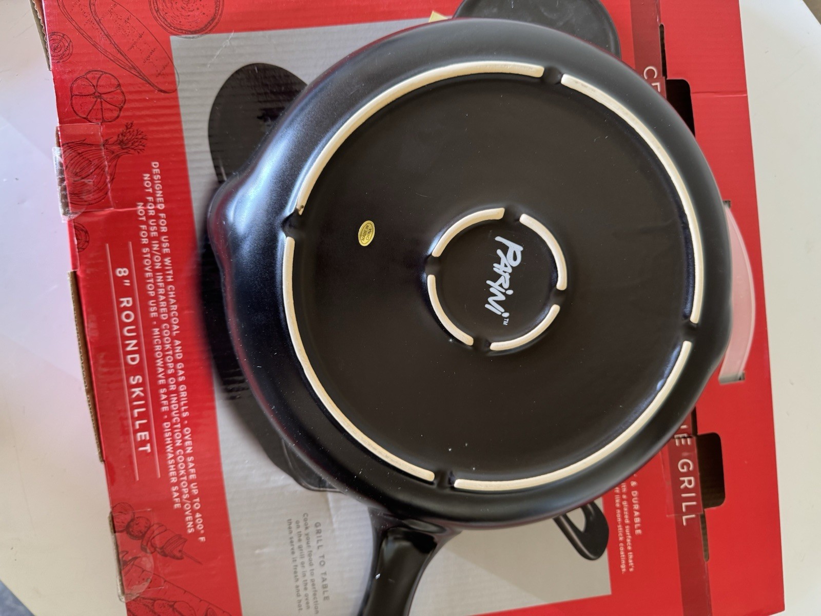 Parini 8” Round Ceramic Non-Stick Skillet Frying Pan, Oven Safe 400°F, Black