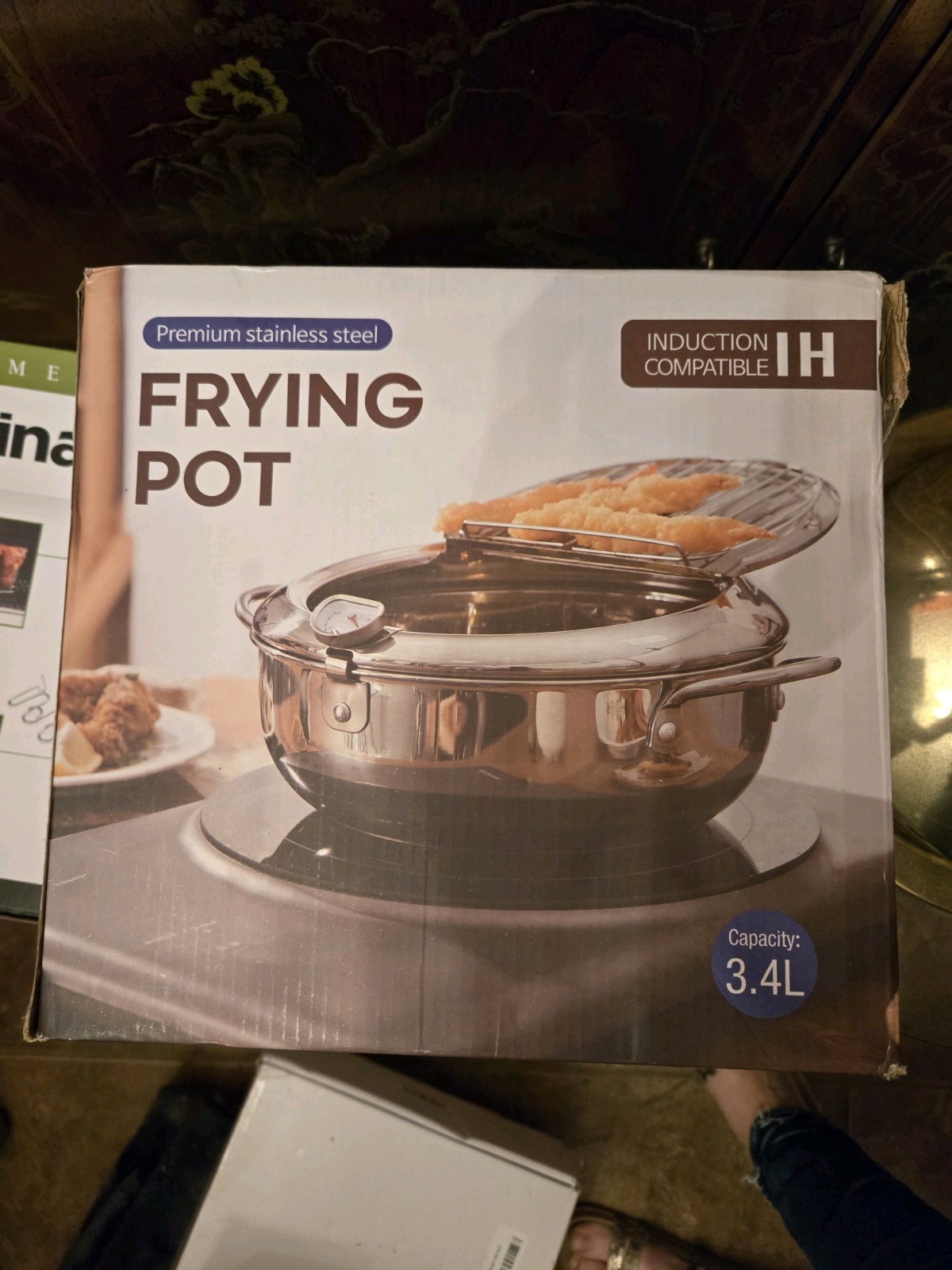 Premium Stainless Steel Frying Pot Induction Compatible IH 4.2 L